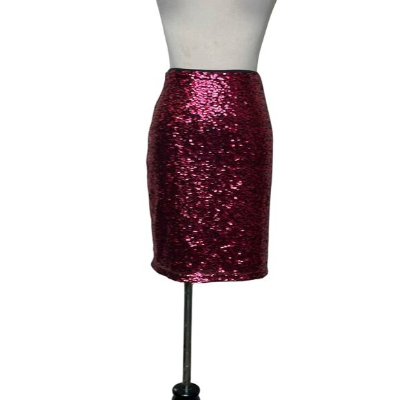 H&M Divided fuchsia sequin pull on mini skirt size Small - Picture 11 of 13